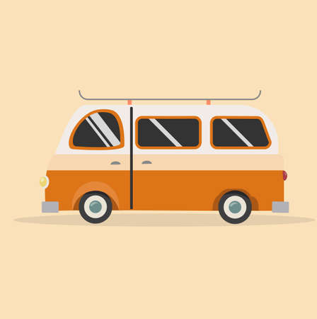 orange Bus  Vector car Illustration  eps10のイラスト素材