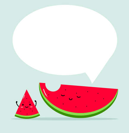 Funny watermelon cartoon with bubble signのイラスト素材