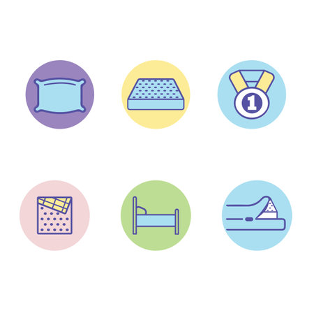 Bedroom linen flat line icons set signのイラスト素材