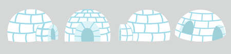 Igloos ice house in flat design setのイラスト素材