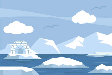 North pole Arctic in the ocean background vectorのイラスト素材