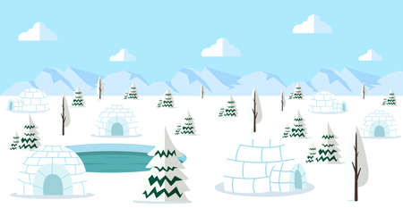 north pole arctic Landscape Backgroundのイラスト素材