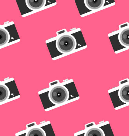 camera flat seamless pattern background vectorのイラスト素材