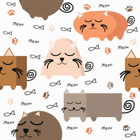 cat shape Geometry seamless patternのイラスト素材