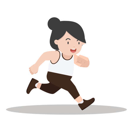 woman attractive running cartoon style vectorのイラスト素材