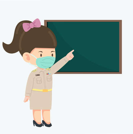Thai teacher  new normal concept vectorのイラスト素材