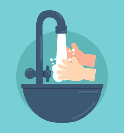 wash your hands  in sink concept covid-19のイラスト素材