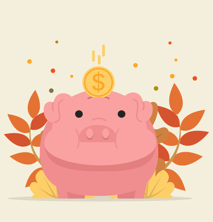 Pink piggy bank with coin money savings concept of growth vectorのイラスト素材