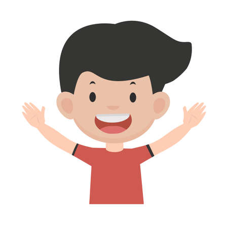Cute happy boy cartoon vector funのイラスト素材