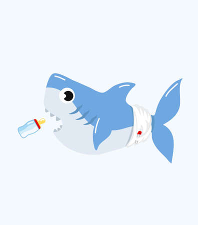 Cute baby Vivid shark vector cartoonのイラスト素材