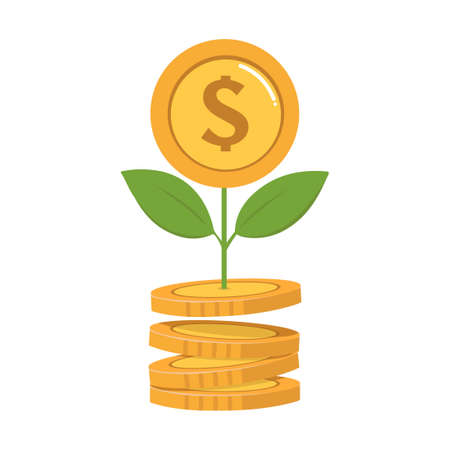 plant growth from money  of pile of coins iconのイラスト素材