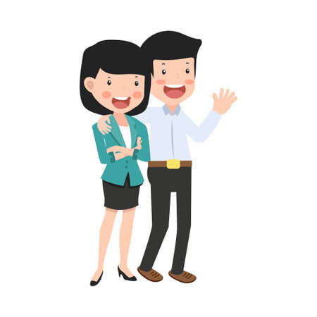 Businessman and Businesswoman Couple  flat designのイラスト素材