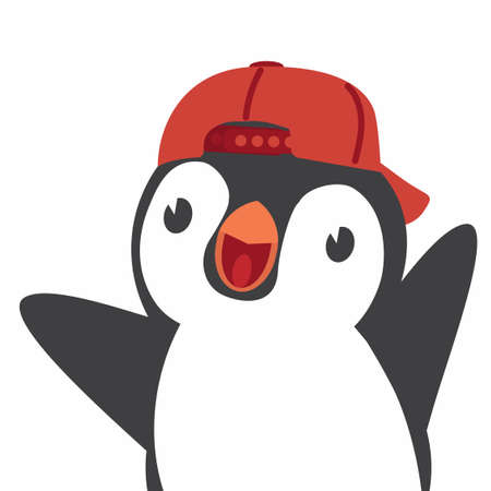 Cute Penguin happy with baseball cap vectorのイラスト素材