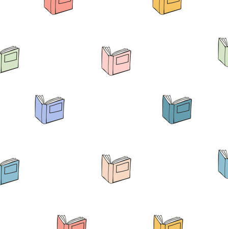 Pastel open book seamless pattern backgroundのイラスト素材
