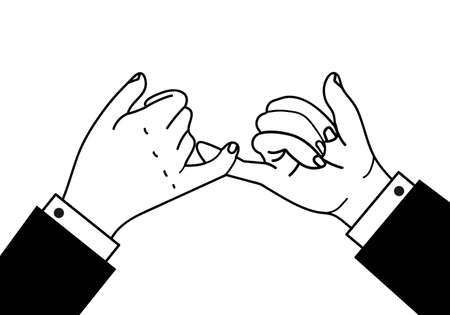 Two businessman hands promise gesturing icon backgroundのイラスト素材