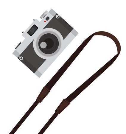 hanging vintage camera on white background signのイラスト素材