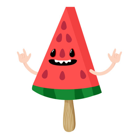 Cute watermelon slice cartoon character vectorのイラスト素材
