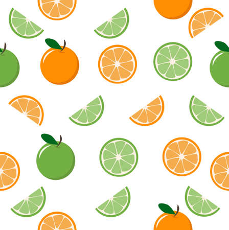 oranges and lemon  fruit  Seamless pattern backgroundのイラスト素材