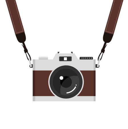 hanging brown camera strap iconのイラスト素材