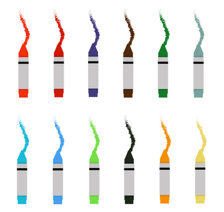 Set of crayons  wax vector iconのイラスト素材
