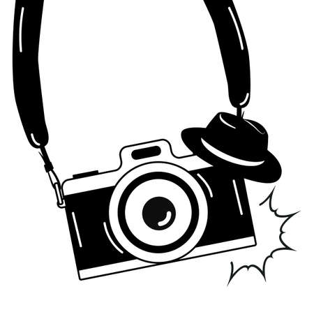 hanging camera  Vintage icon  sign with hatのイラスト素材