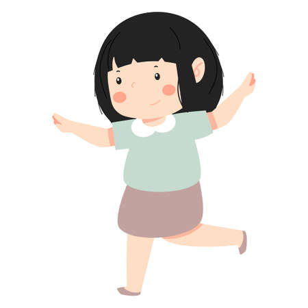 cute little kid girl  cartoon vectorのイラスト素材