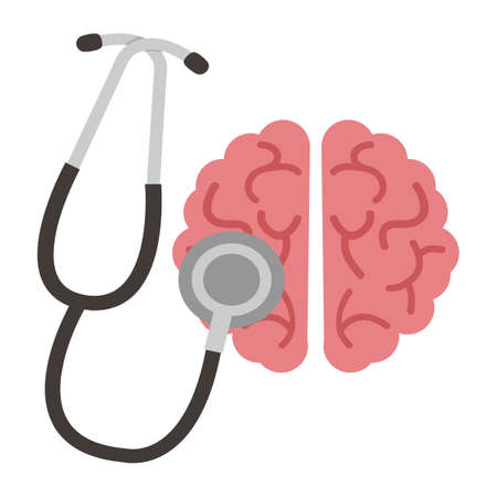 Human brain with stethoscope sign vectorのイラスト素材