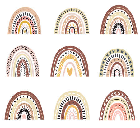 Rainbow in funky doodle vector icon cartoonのイラスト素材