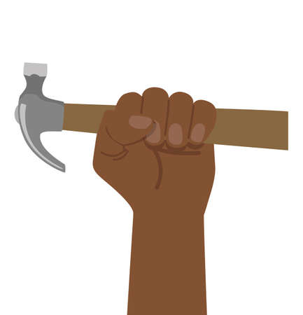 Hand hold hammer concept Labour Day Poster vectorのイラスト素材