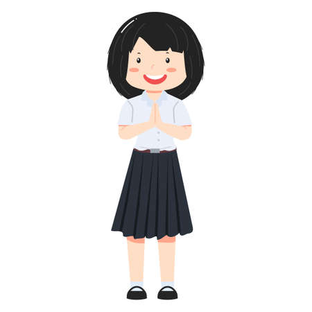 woman University student with uniform  cartoonのイラスト素材