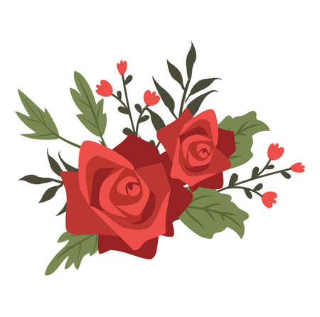 red rose flower bouquet decoration element vectorのイラスト素材