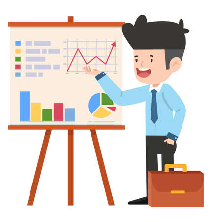 Business man showing the presentation with the growing up chartのイラスト素材