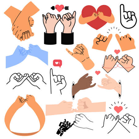 Hand line promise flat design  icon set vectorのイラスト素材
