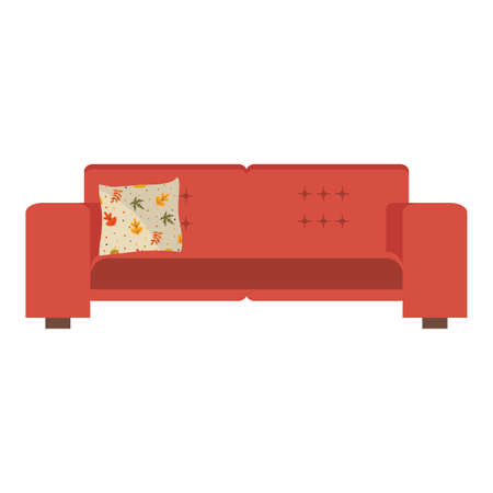 Comfortable red modern sofa  furniture vector signのイラスト素材