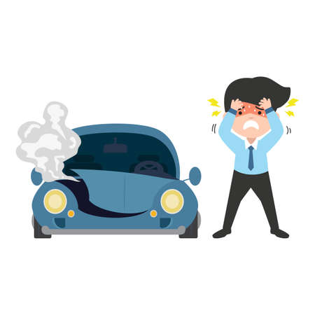 businessman car accident crash flat vectorのイラスト素材