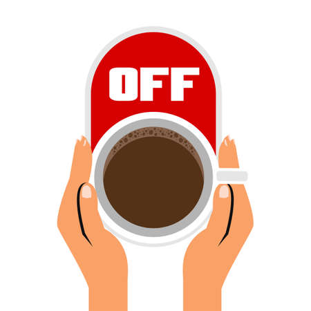 Hand holding coffee cup with off button vectorのイラスト素材
