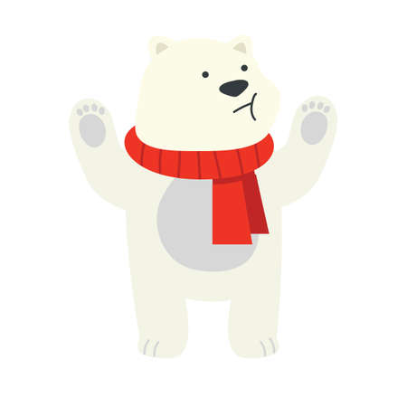 Cute cartoon white polar bear with scarf vectorのイラスト素材