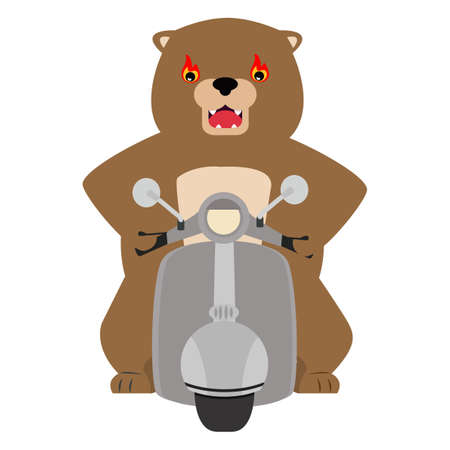 Biker bear riding on motorbike vectorのイラスト素材