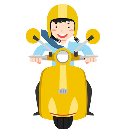 businessman riding a motorcycle vector cartoonのイラスト素材