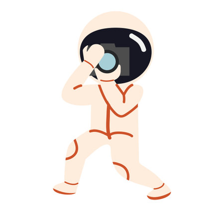 cartoon astronaut Taking a camera vectorのイラスト素材