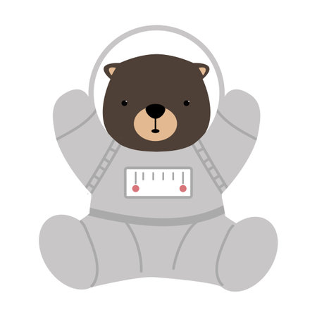 Cute Bear Astronaut Cartoon Vector signのイラスト素材