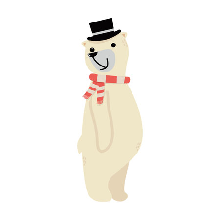 Cute polar bear in a hat cartoonのイラスト素材