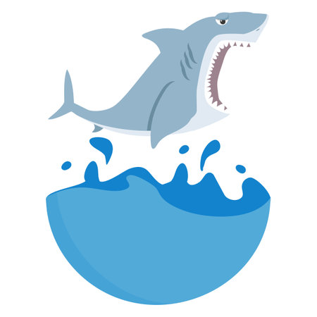 shark jumping out of water vectorのイラスト素材