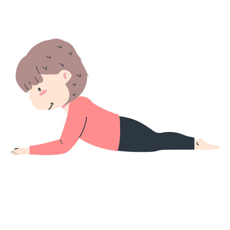 Cute Little girl doing yoga cartoonのイラスト素材