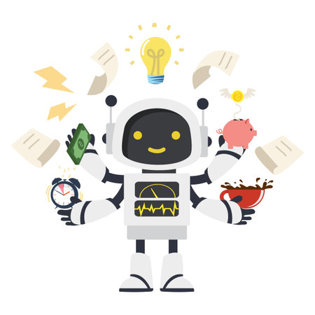 robot working multitask activities Concept cartoonのイラスト素材