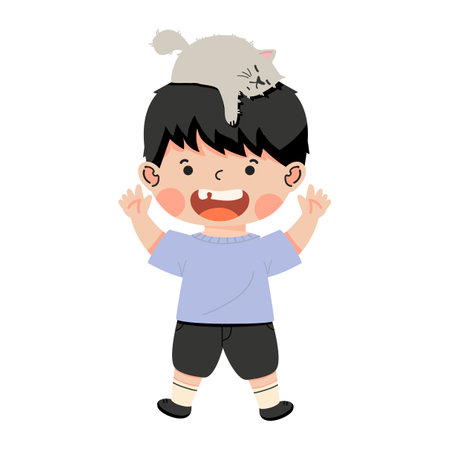 Kid boy happy Children cartoon vectorのイラスト素材