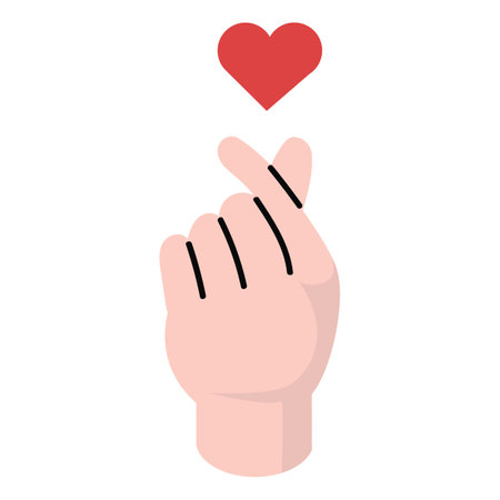 Hand making mini heart love sign Korean finger heart vectorのイラスト素材