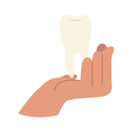Hand Holding with tooth flat vectorのイラスト素材