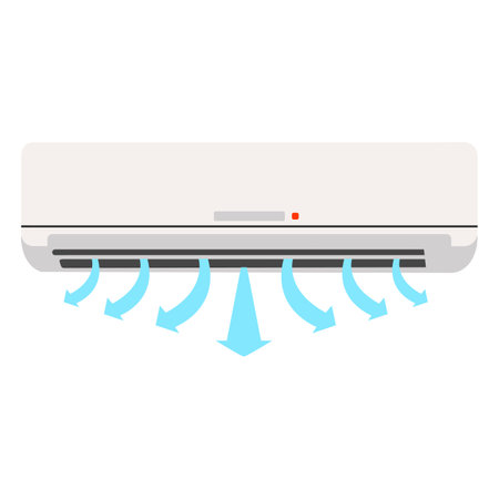 Room air conditioner  with cold air of arrows signのイラスト素材