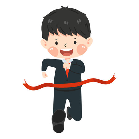 businessman reaches the finish line flatのイラスト素材